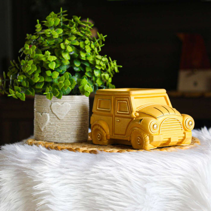 Hand-Painted Mini Jeep Terracotta Planter