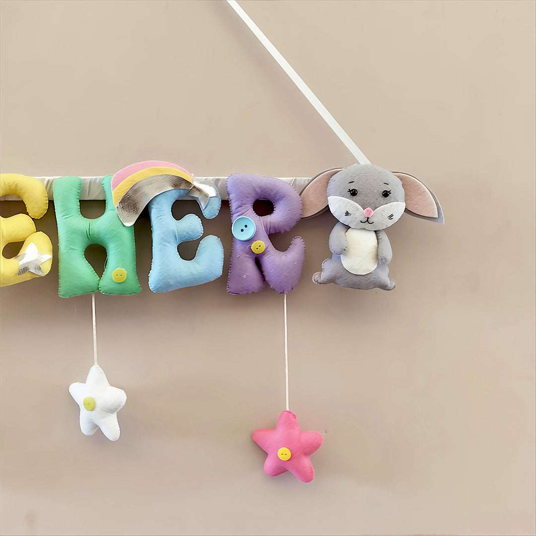 Personalized Unicorn & Bunny Theme Felt Kids Name Plate