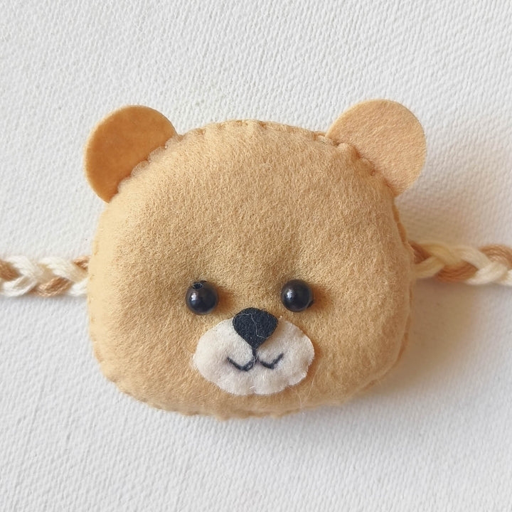 Soft Handmade Teddy Bear Felt Rakhi With Roli Chawal for Kids