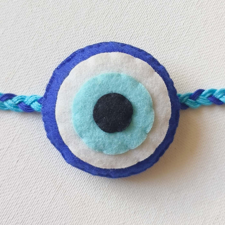 Soft Handmade Evil Eye Felt Rakhi With Roli Chawal for Kids