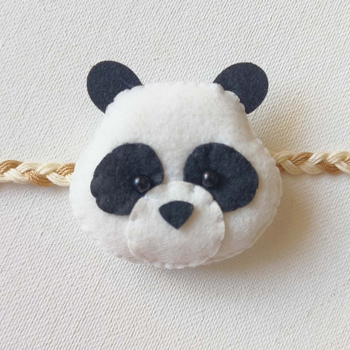 Soft Handmade Panda Felt Rakhi With Roli Chawal for Kids