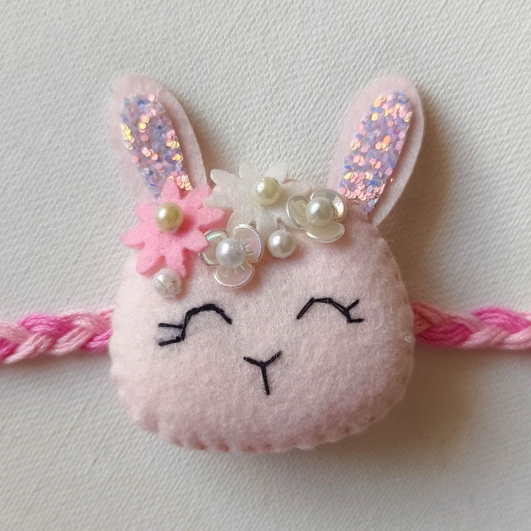 Soft Handmade Rabbit Felt Rakhi With Roli Chawal For Twins | Set of 2