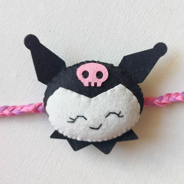 Soft Handmade Kuromi Felt Rakhi With Roli Chawal for Kids