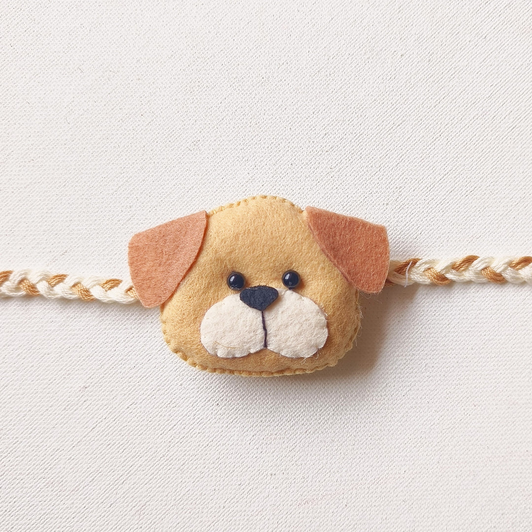 Handmade Felt Dog Rakhi With Roli Chawal For Pets