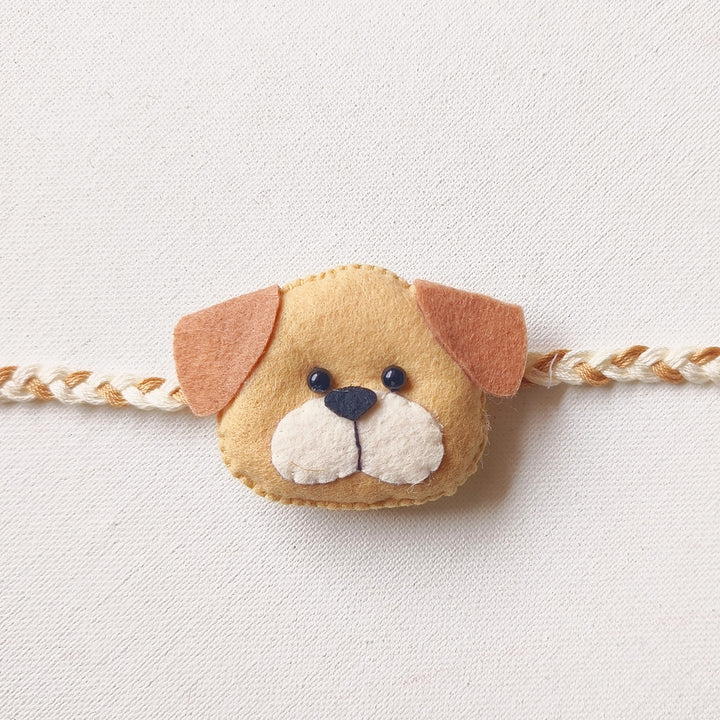 Handmade Felt Dog Rakhi With Roli Chawal For Pets