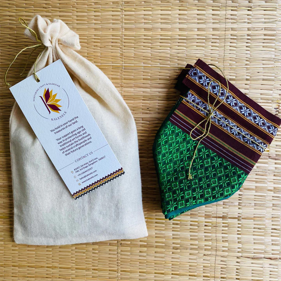 42 Inch Handmade Green Peepal Leaf Design Khunn Fabric Cotton Toran