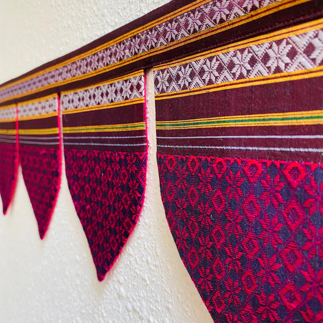 42 Inch Handmade Pink Peepal Leaf Design Khunn Fabric Cotton Toran