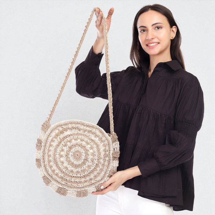 Handmade Crochet Round Mandala Sling Bag