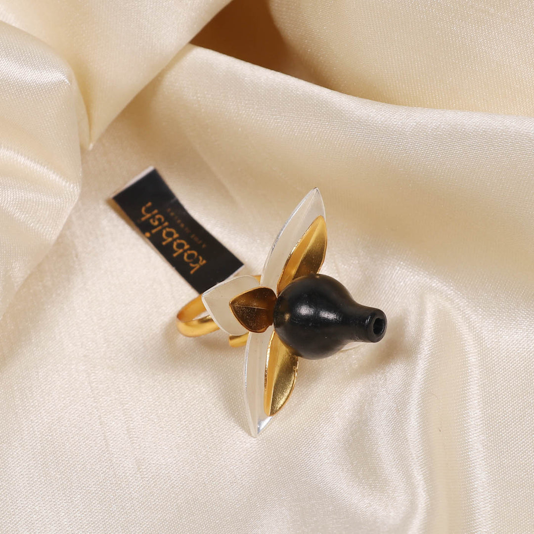 Minimal Handmade Traditional Rajasthani Guldasta Brass Ring | 22K Gold Plated