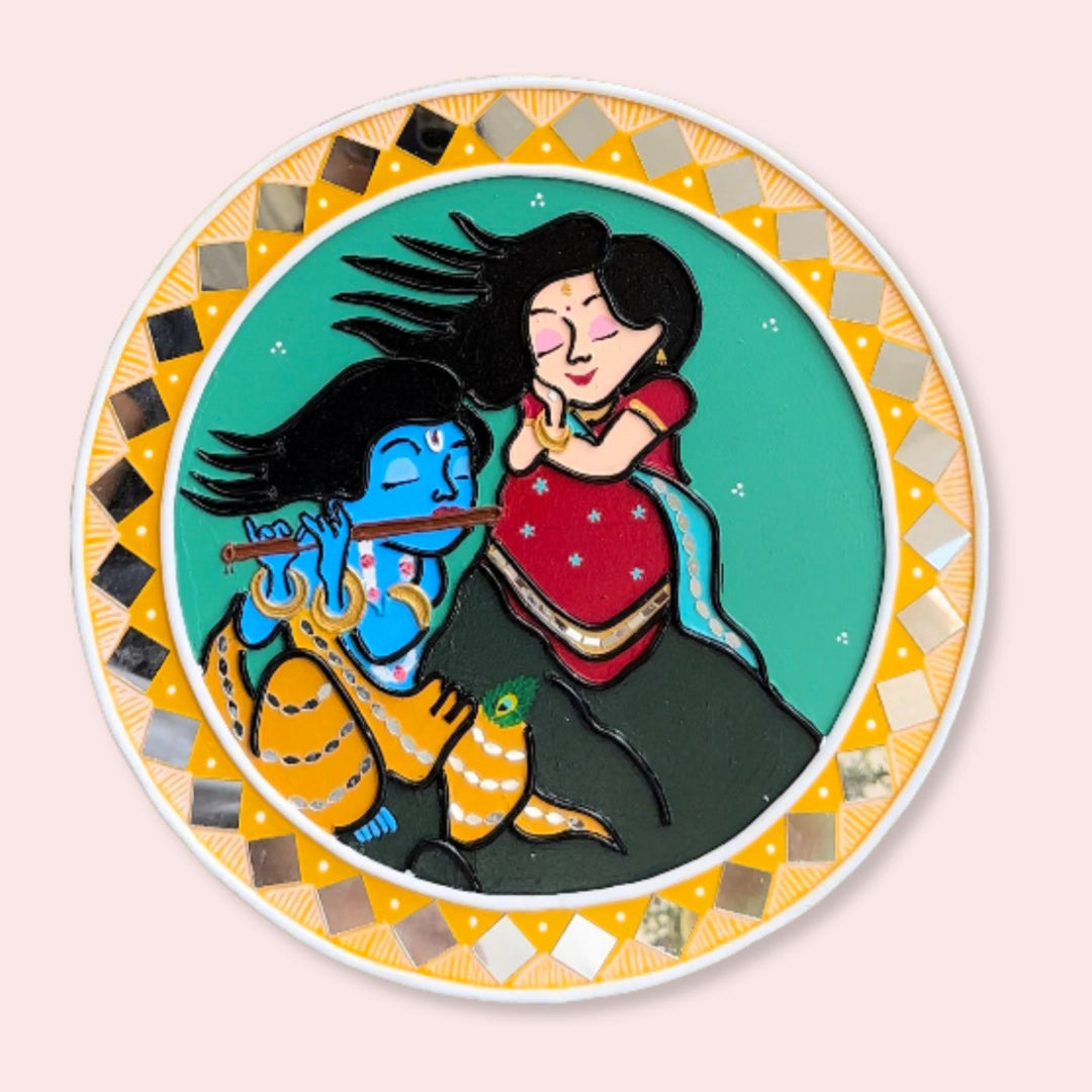 Radha Krishna Lippan Art Wall Plate
