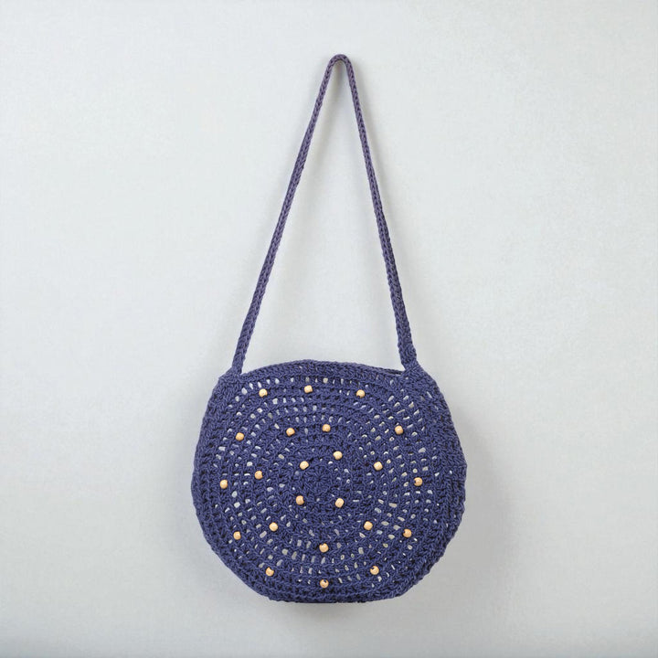 Handmade Beaded Crochet Blue United Urbane Crossbody Bag