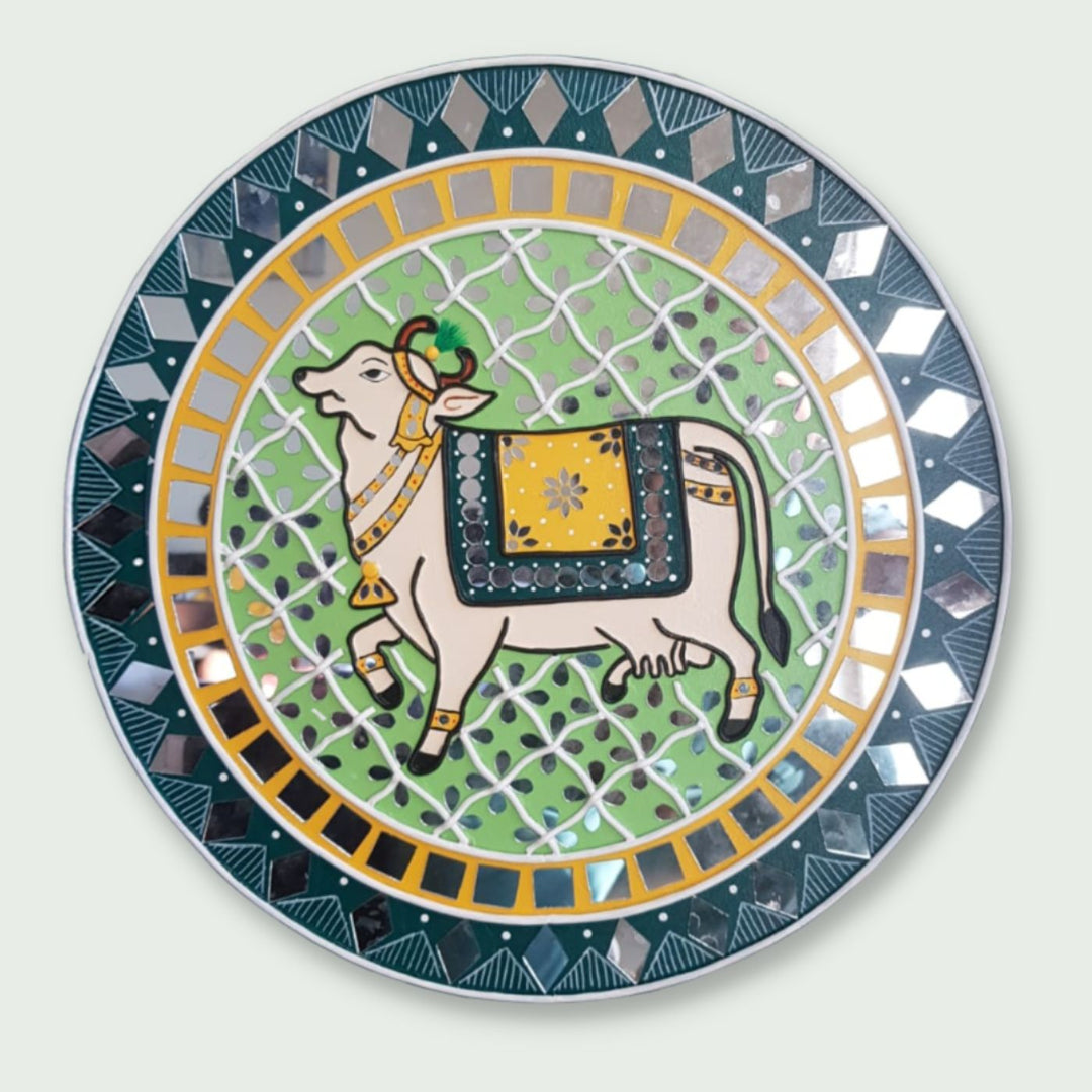 Cow Lippan Art Wall Plate