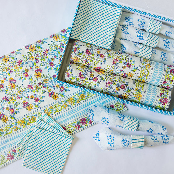 The Enchanted Garden Hand Block Printed Table Linen Set