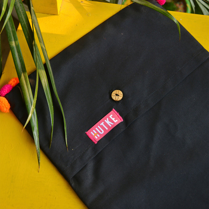 Black Cotton Home Pom Pom Cushion