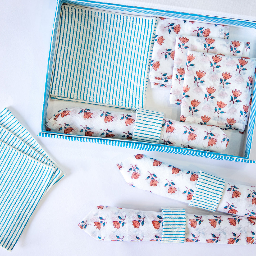 Summer Breeze Hand Block Printed Table Linen Set