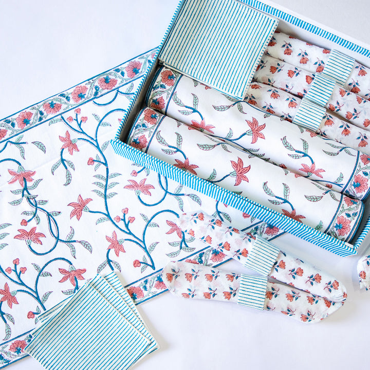 Summer Breeze Hand Block Printed Table Linen Set