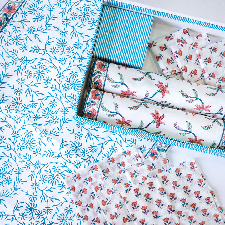 Summer Breeze Hand Block Printed Table Linen Set
