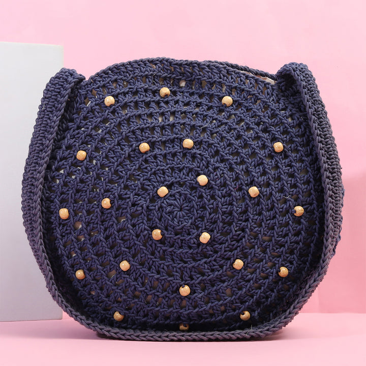 Handmade Beaded Crochet Blue United Urbane Crossbody Bag