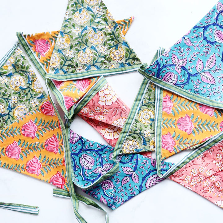 Handmade Printed Colourful Reversible Flag Cotton Bunting
