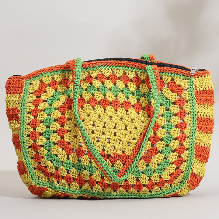 Handmade Crochet Multicolor Large Tote Bag