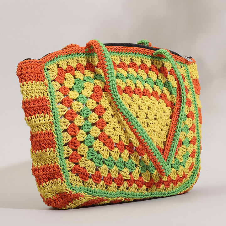 Handmade Crochet Multicolor Large Tote Bag