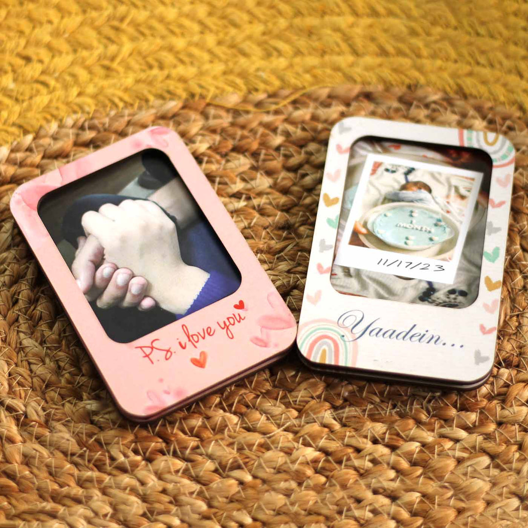 Photo Personalized Printed Polaroid Photo MDF Wood Fridge Magnet | Set of 2