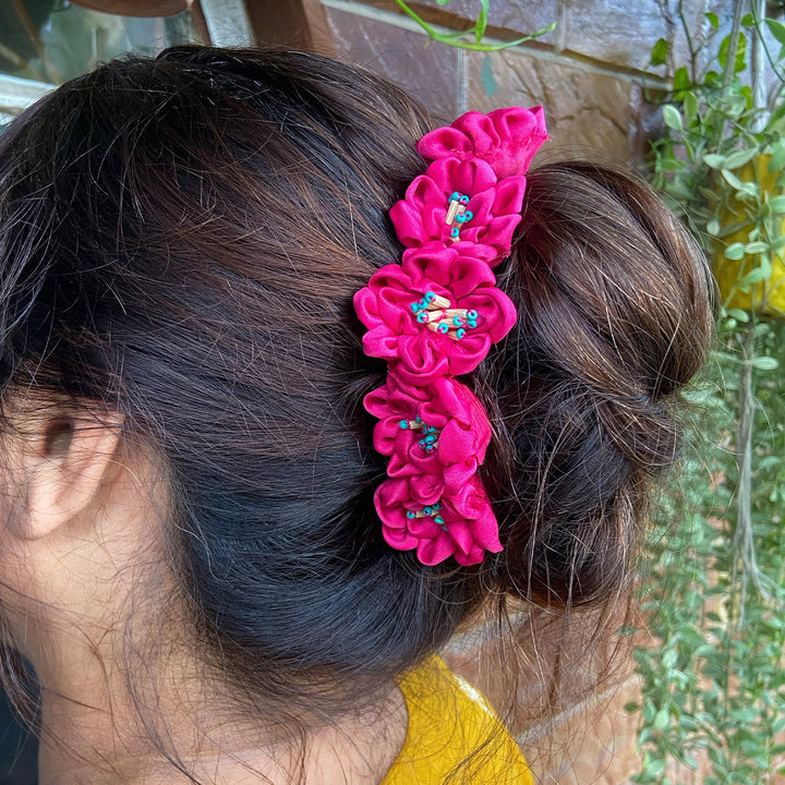 Pink Silk Cotton Gulabi Hairpin