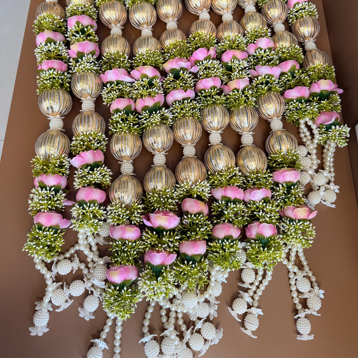 Set of 10 | Floral Latkan Backdrop Hanging With Golden Accents For Festive Decor