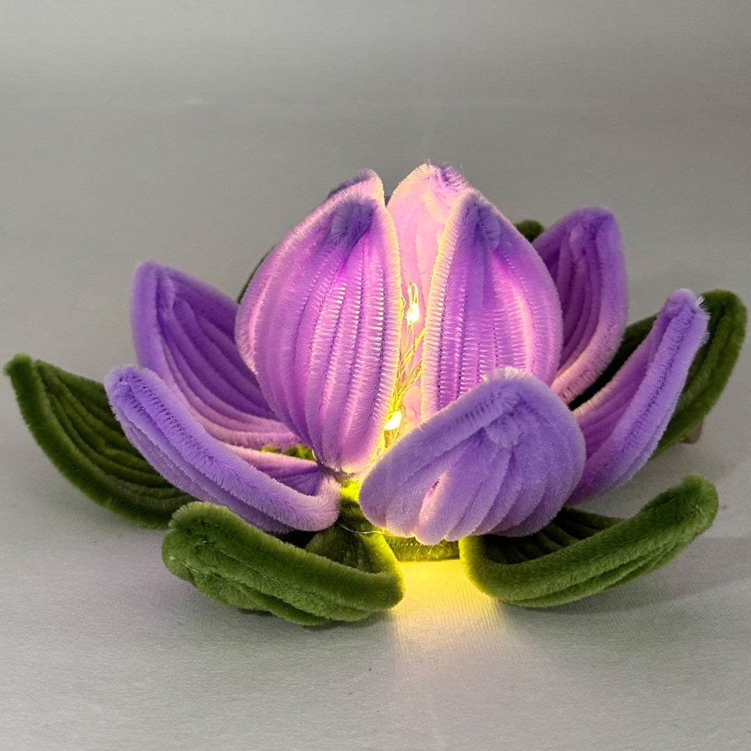Handcrafted Phool Bai Lavender Lotus Pipe Cleaner LED Tealight Holder