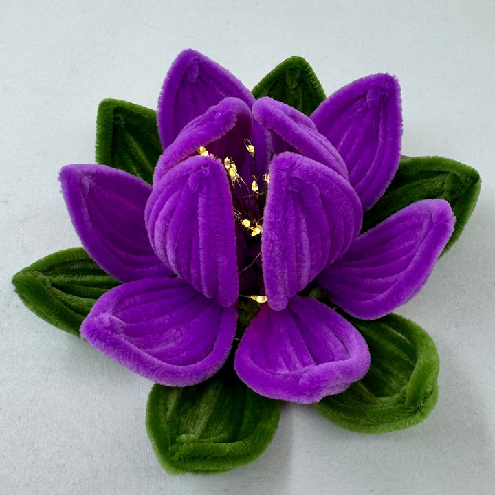 Handcrafted Phool Bai Purple Lotus Pipe Cleaner LED Tealight Holder