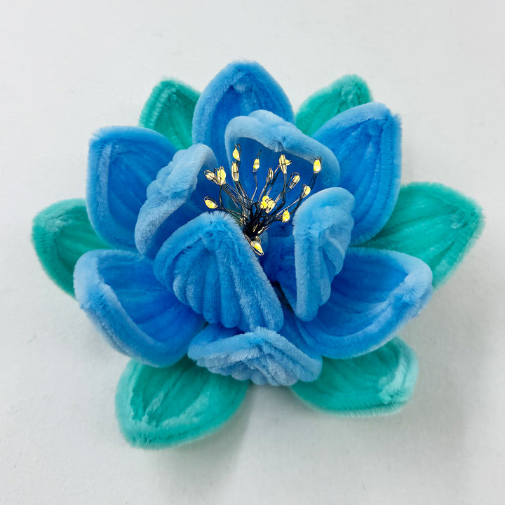 Handcrafted Phool Bai Blue Lotus Pipe Cleaner LED Tealight Holder