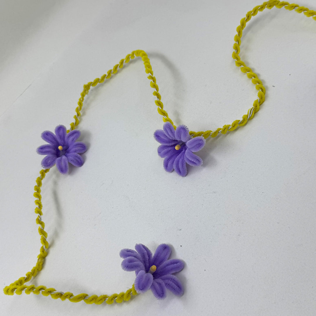 Handmade Phool Bai Velvet Flower LED Fairy Light For Festive Decor - Purple & Yellow