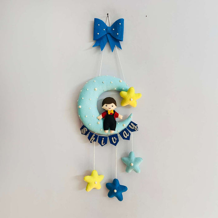 Personalised Cute Moon & Stars Theme Korean Felt Kids Name Plate