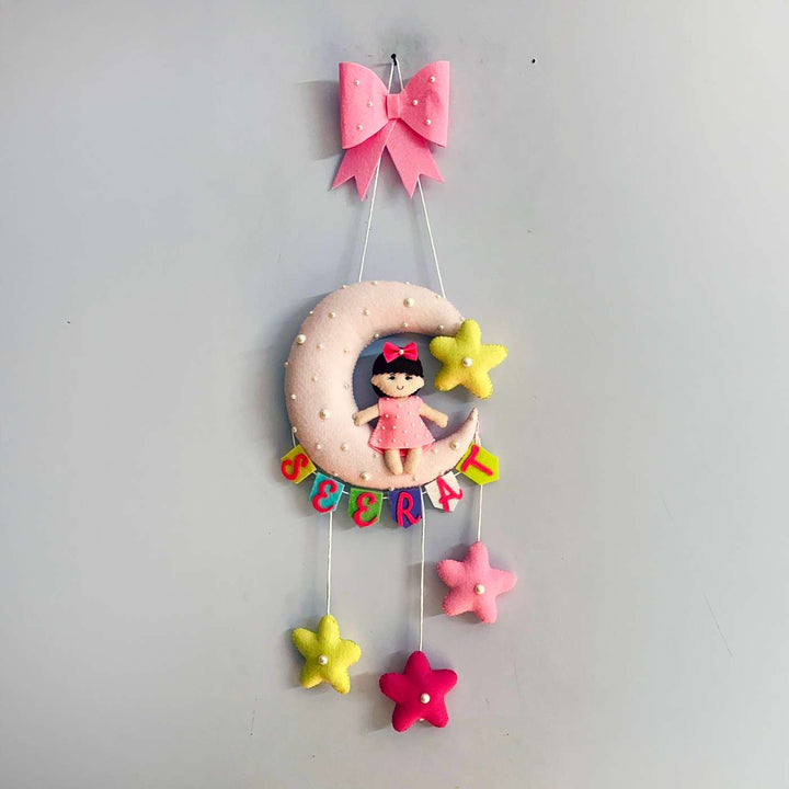 Personalised Cute Moon & Stars Theme Korean Felt Kids Name Plate