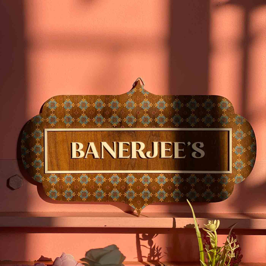 Vintage Wooden Name Plate with 3D Acrylic Letters