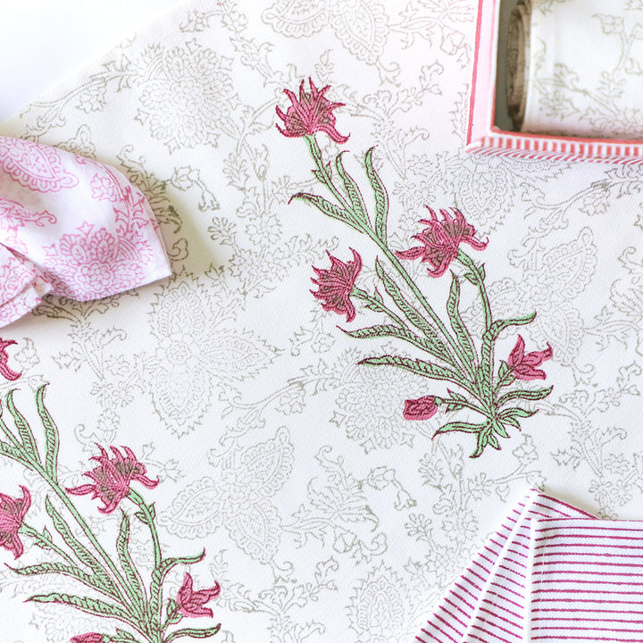 Jasper Lily Hand Block Printed Table Linen Set