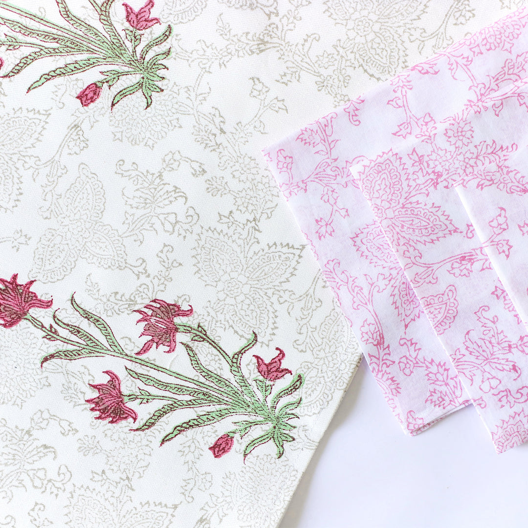 Jasper Lily Hand Block Printed Table Linen Set