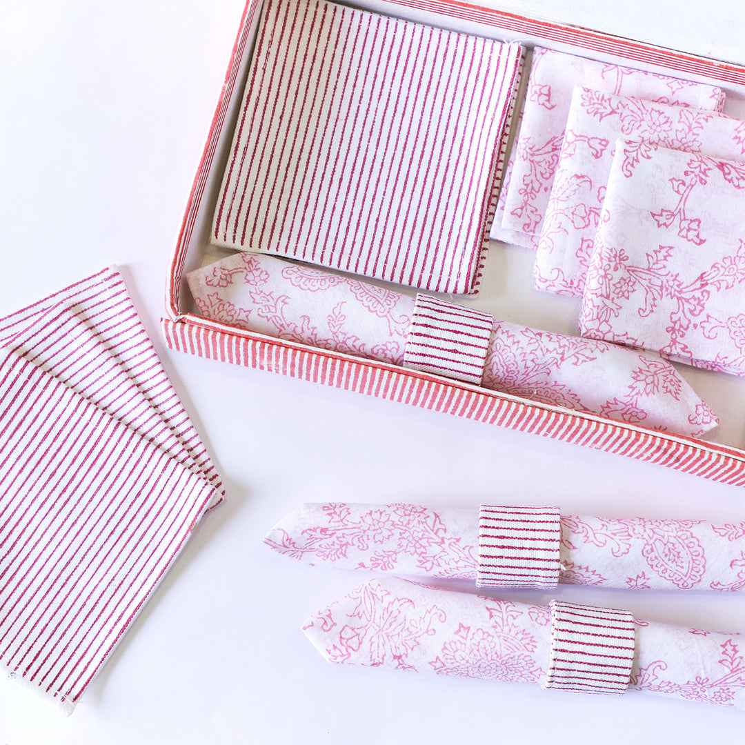 Jasper Lily Hand Block Printed Table Linen Set