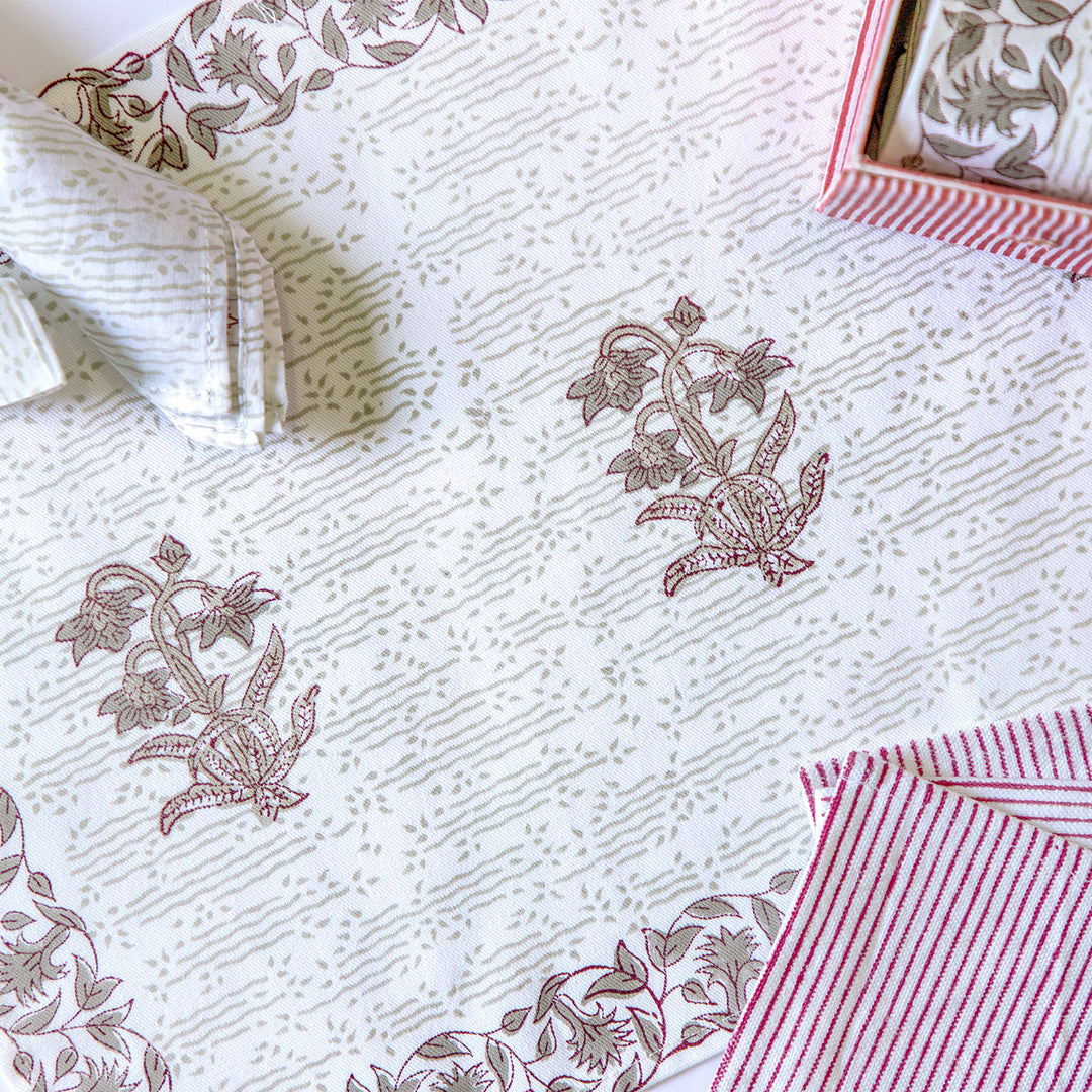 Silver Spring Hand Block Printed Table Linen Set