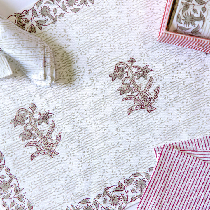 Silver Spring Hand Block Printed Table Linen Set