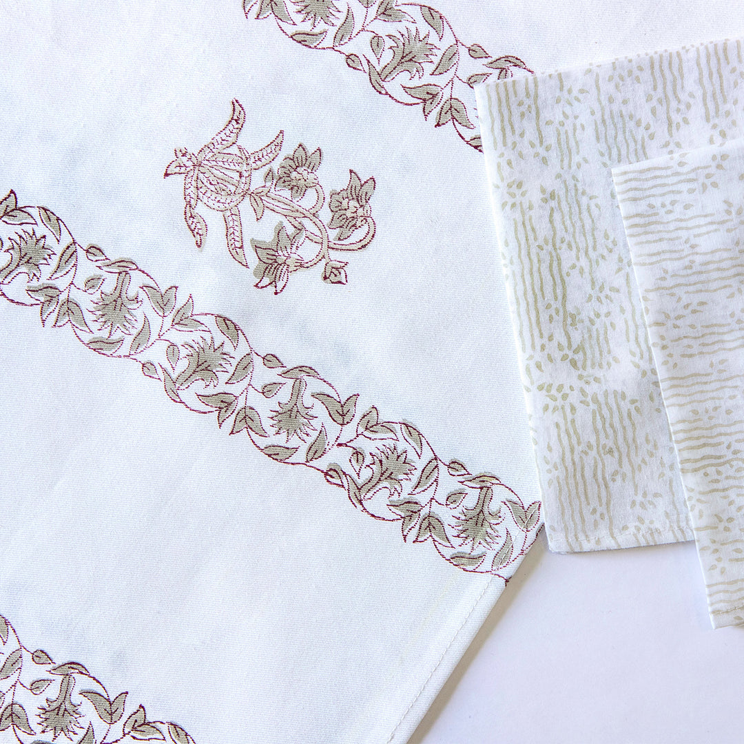 Silver Spring Hand Block Printed Table Linen Set
