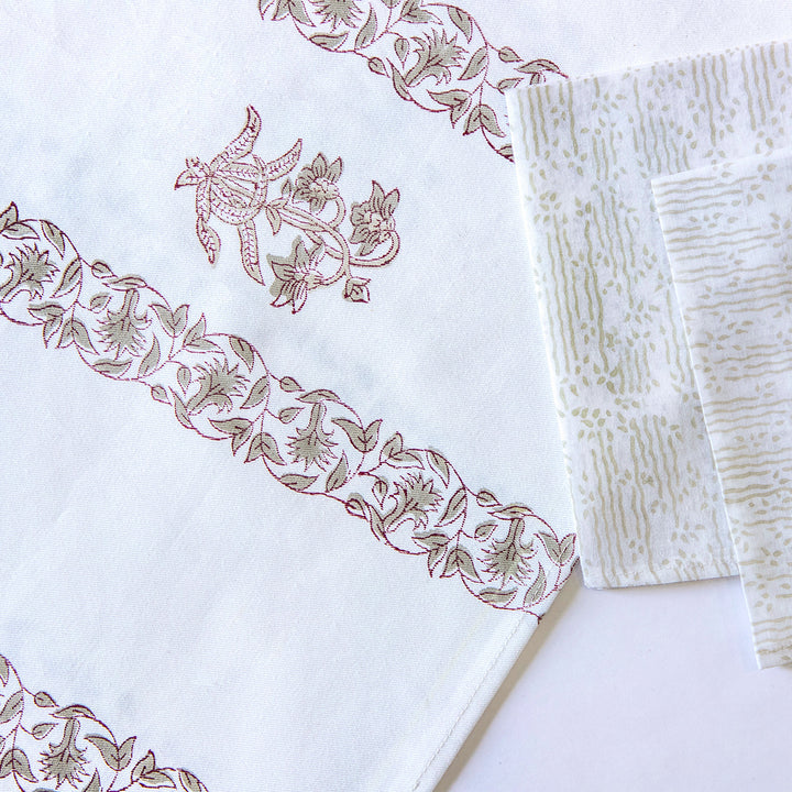 Silver Spring Hand Block Printed Table Linen Set