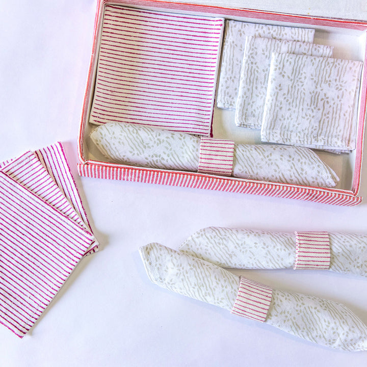 Silver Spring Hand Block Printed Table Linen Set