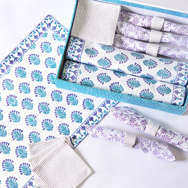 Buds & Blooms Hand Block Printed Table Linen Set