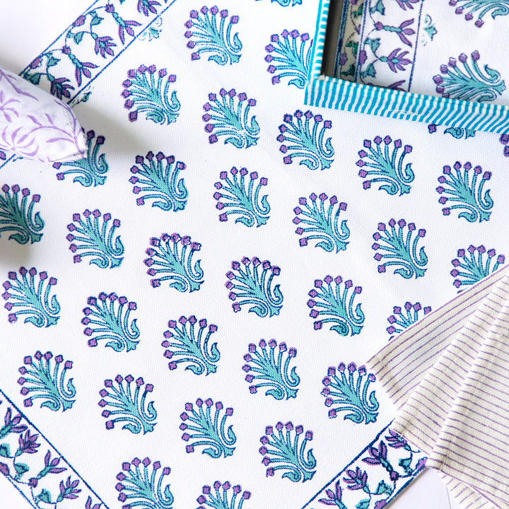 Buds & Blooms Hand Block Printed Table Linen Set