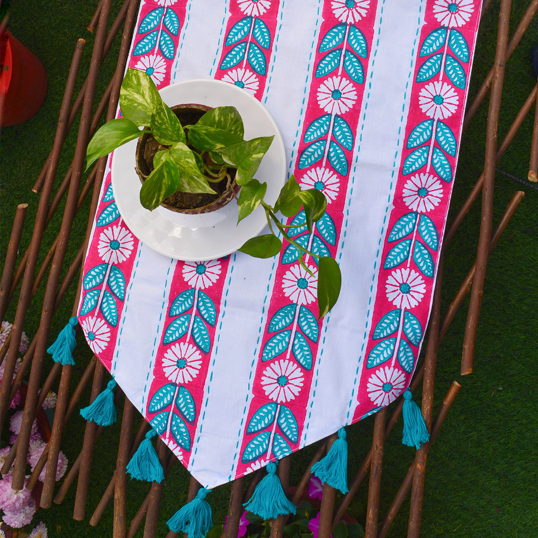 Multicolor Flower Line Table Runner