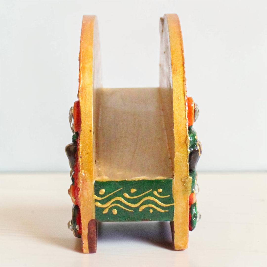 Paper Mache Red Handpainted Semicircle MDF Napkin Holder For Festive Dining