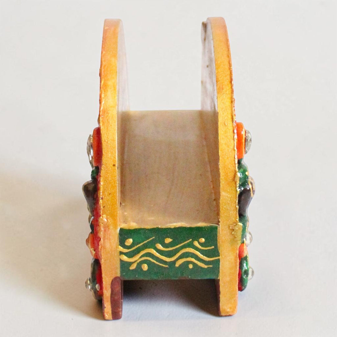 Paper Mache Yellow Handpainted Semicircle MDF Napkin Holder For Festive Dining