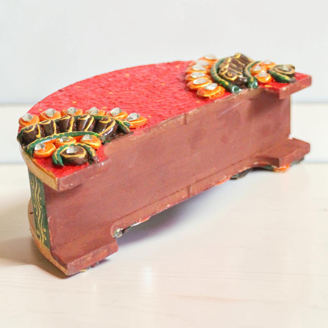 Paper Mache Red Handpainted Semicircle MDF Napkin Holder For Festive Dining