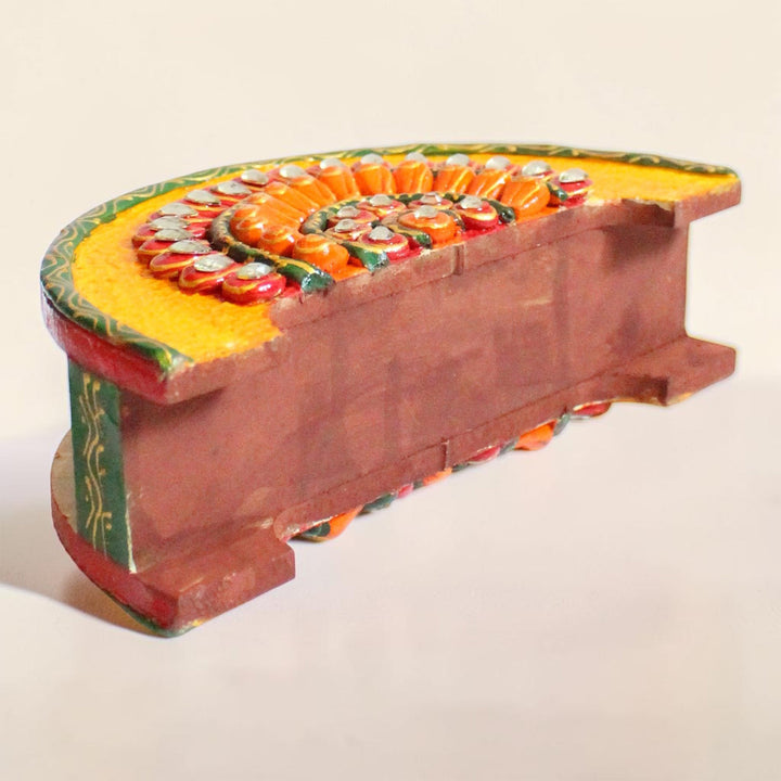 Paper Mache Yellow Handpainted Semicircle MDF Napkin Holder For Festive Dining